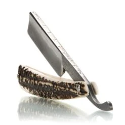 Mastro Livi Ram's Horn Damascus Straight Razor & Paddle Strop -Classic Shaving A93A8919