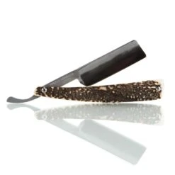 Mastro Livi Ram's Horn Damascus Straight Razor & Paddle Strop -Classic Shaving A93A8921