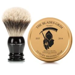 Classic Brand Shaving Brushes & Grim Soap Combo -Classic Shaving BrushBlackBadgerSoapCombo