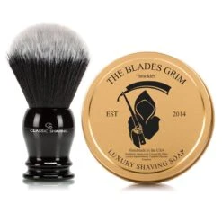 Classic Brand Shaving Brushes & Grim Soap Combo -Classic Shaving BrushBlackSyntheticSoapCombo