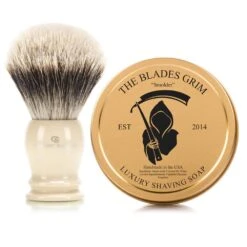 Classic Brand Shaving Brushes & Grim Soap Combo -Classic Shaving BrushWhiteBadgerSoapCombo