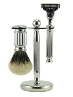 Vintage Blades Brand 3-Piece Razor Set For Mach3 Cartridges - Chrome