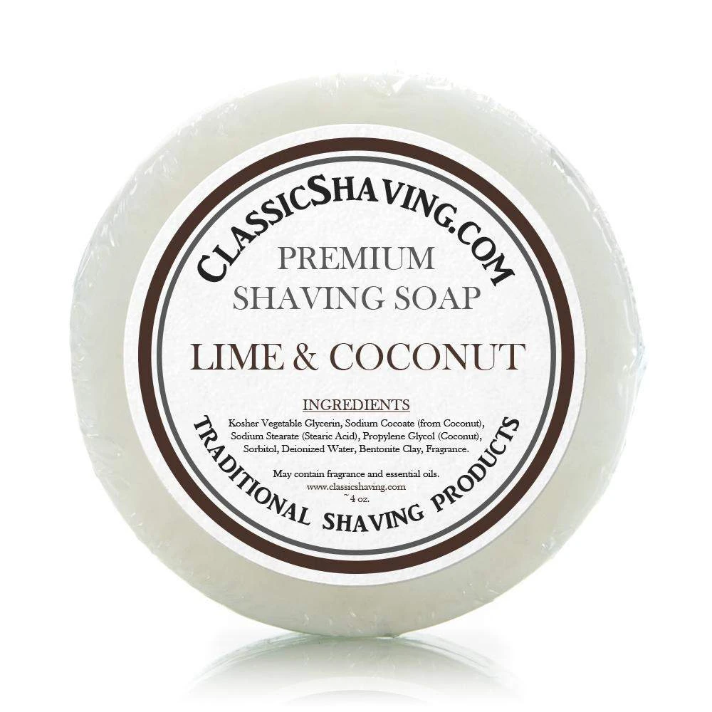 Classic Shaving Mug Soap - 3" Lime & Coconut 3 Classic Shaving Mug Soap - 3" Lime & Coconut