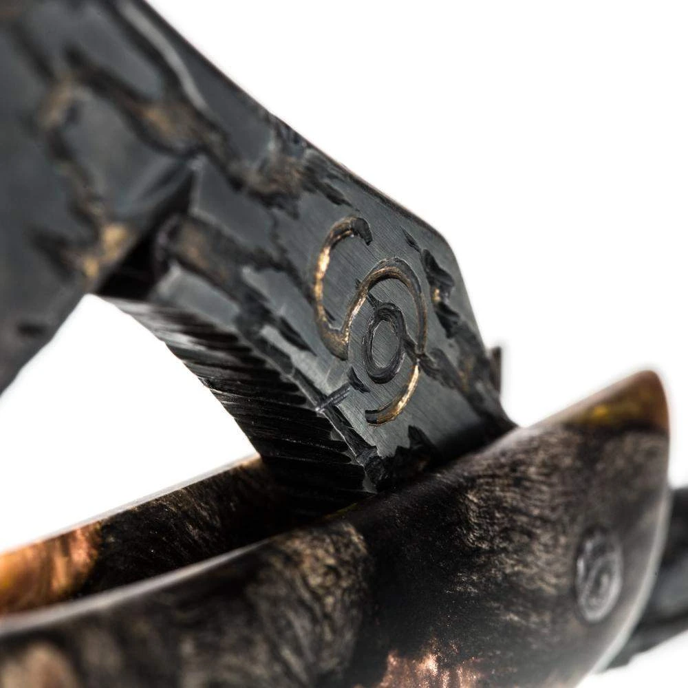 Dylan Farnham Custom "Fractured Pattern" Spine With Buckeye Burl Straight Razor 12 Dylan Farnham Custom "Fractured Pattern" Spine With Buckeye Burl Straight Razor - Image 10