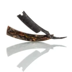 Dylan Farnham Custom "Fractured Pattern" Spine With Buckeye Burl Straight Razor