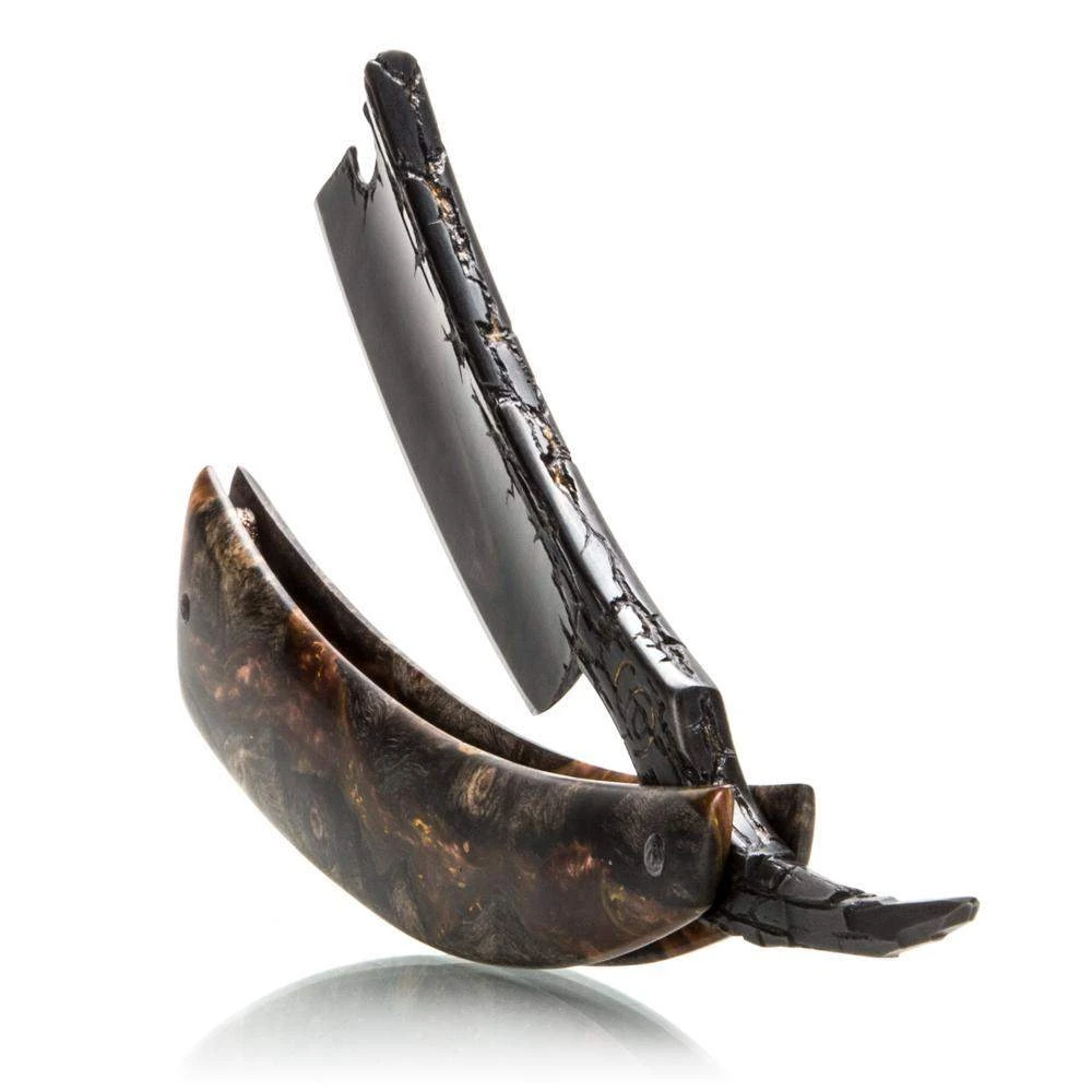 Dylan Farnham Custom "Fractured Pattern" Spine With Buckeye Burl Straight Razor 5 Dylan Farnham Custom "Fractured Pattern" Spine With Buckeye Burl Straight Razor - Image 3