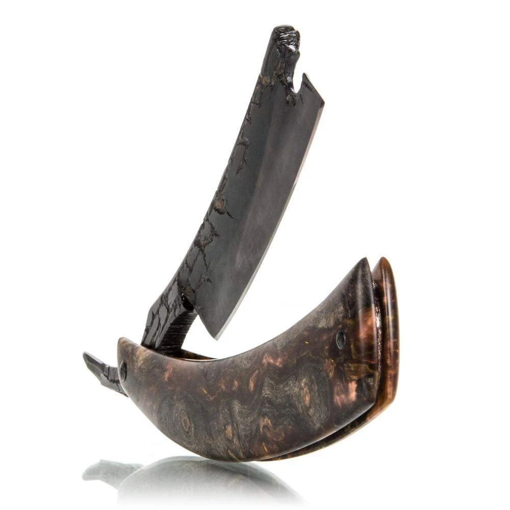 Dylan Farnham Custom "Fractured Pattern" Spine With Buckeye Burl Straight Razor 8 Dylan Farnham Custom "Fractured Pattern" Spine With Buckeye Burl Straight Razor - Image 6