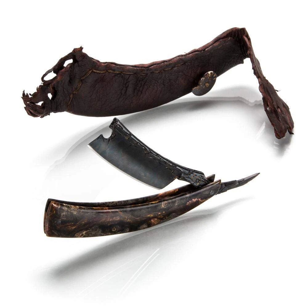 Dylan Farnham Custom "Fractured Pattern" Spine With Buckeye Burl Straight Razor 10 Dylan Farnham Custom "Fractured Pattern" Spine With Buckeye Burl Straight Razor - Image 8