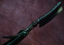 Dylan Farnham Custom Straight Razor - Green Resin With Copper, Manzanita Burl Scales -Classic Shaving dylan farnham custom straight razor green resin with copper manzanita burl scales 14