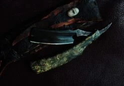 Dylan Farnham Custom Straight Razor With Damscus Inlay And Burl Wood Scales -Classic Shaving dylan farnham custom straight razor with damscus inlay and burl wood scales 13