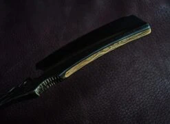 Dylan Farnham Custom Straight Razor With Damscus Inlay And Burl Wood Scales -Classic Shaving dylan farnham custom straight razor with damscus inlay and burl wood scales 15