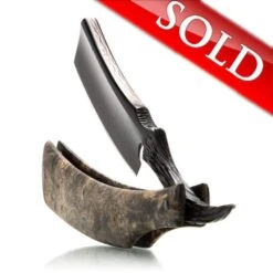 Dylan Farnham Custom Straight Razor With Damscus Inlay And Burl Wood Scales