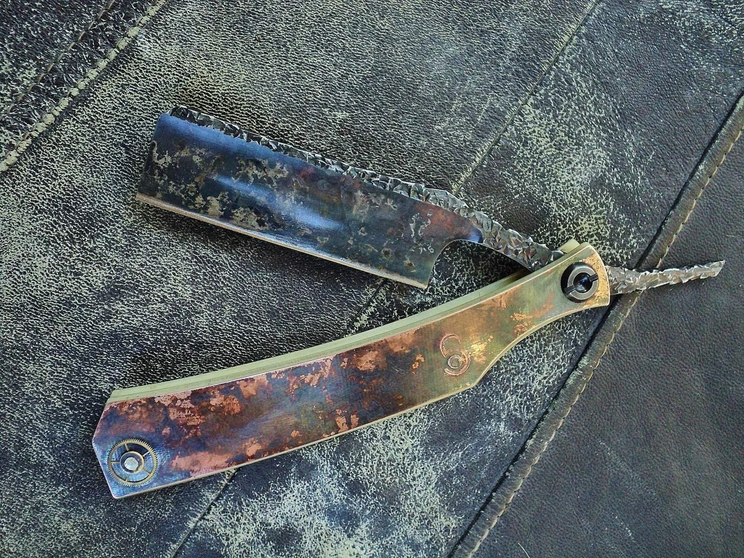 SOLD-Dylan Farnham #30 Steam Punk Straight Razor 3 SOLD-Dylan Farnham #30 Steam Punk Straight Razor