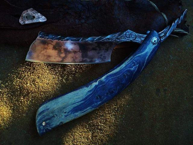 SOLD-Dylan Farnham Copper-Plated #56,15/16 Straight Razor, With Custom Sheath 3 SOLD-Dylan Farnham Copper-Plated #56,15/16 Straight Razor, With Custom Sheath