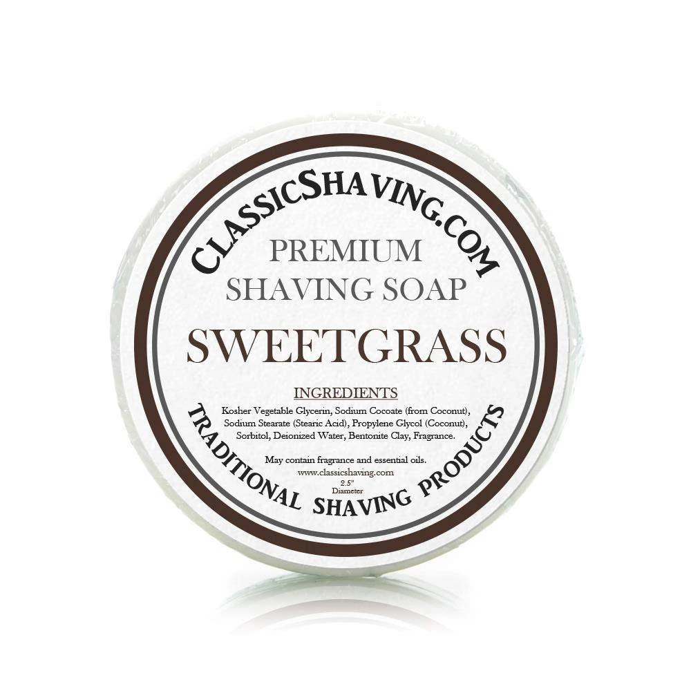 Sweetgrass Scent - Classic Shaving Mug Soap - 2.5" Regular Size 3 Sweetgrass Scent - Classic Shaving Mug Soap - 2.5" Regular Size